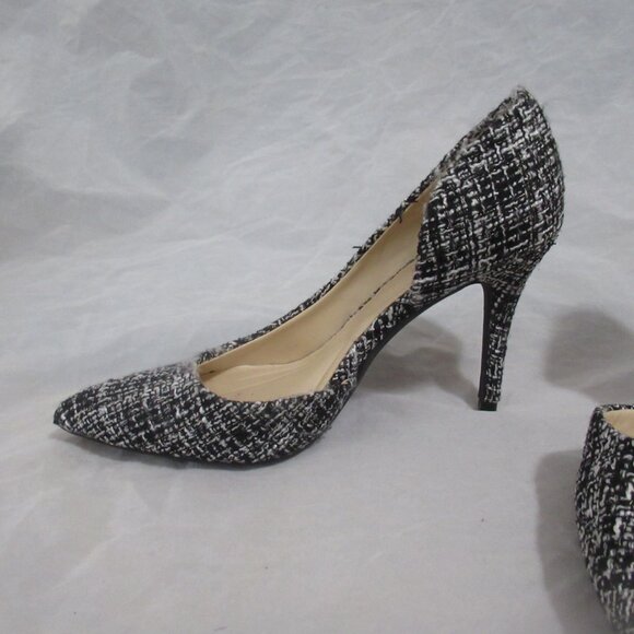 Share Jessica Simpson Pointed Toe High Heel Pumps black white tweed Gold sparkle - Picture 2 of 9